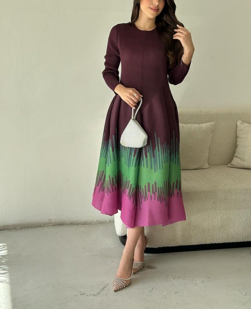 Dark purple Plissé dress