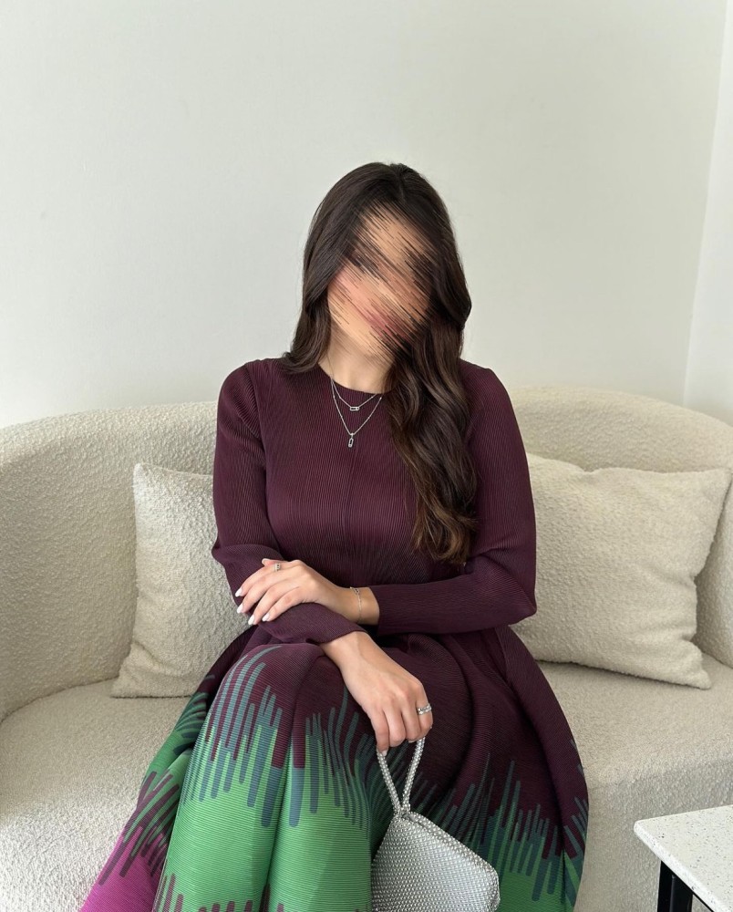 Dark purple Plissé dress