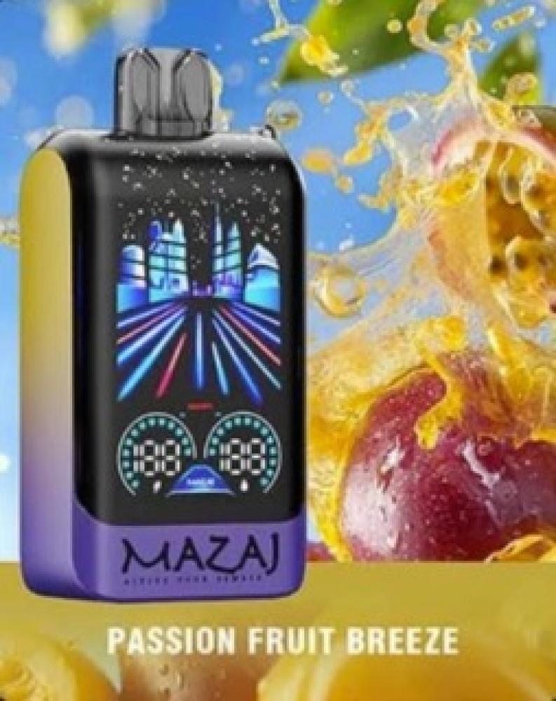 مزاج Mazaj سحبة مزاج كيرف جاهزة باشن فروت بريزي 24000 موشة MAZAJ CURVE DISPOSABLE PASSION FRUIT BREEZE 24000 PUFFS