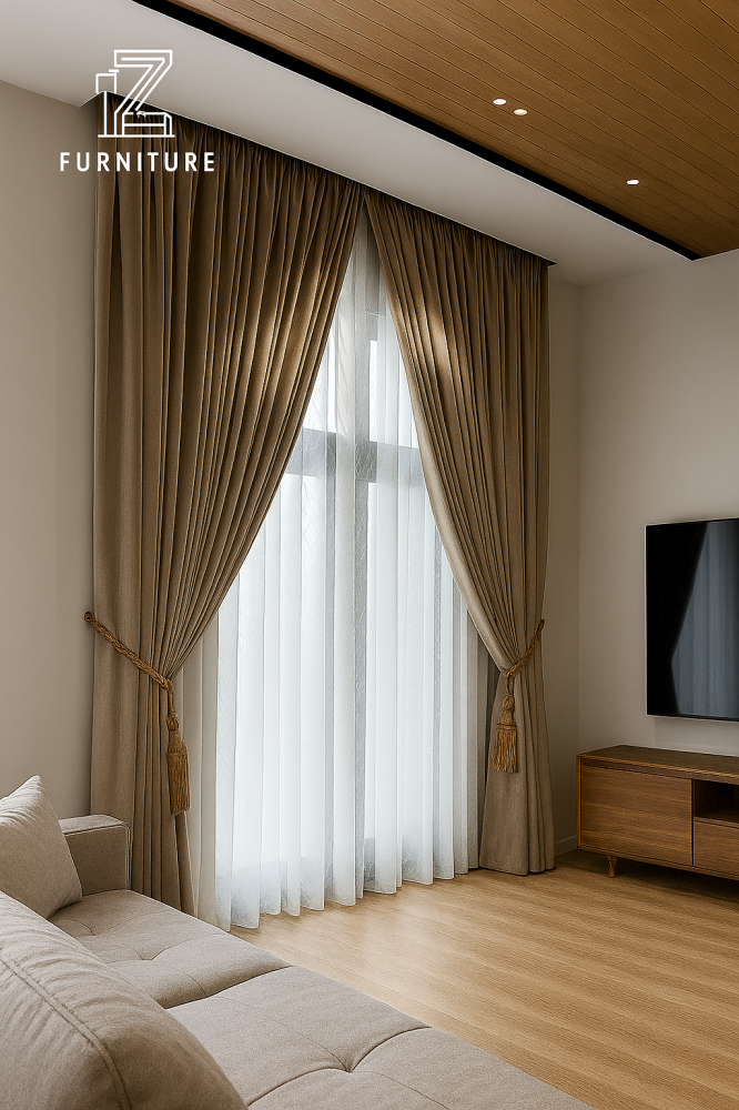 ستارة مزدوجة بلون بيج داكن بتصميم فاخر وأنيق