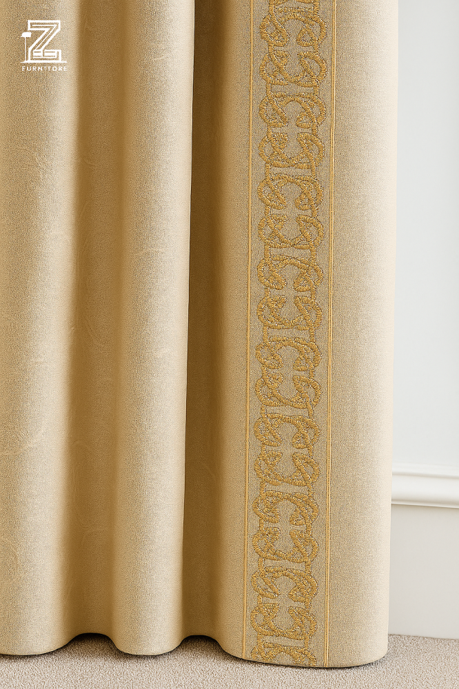 تطريز زخرفي ذهبي للستائر – Golden Curtain Trimming