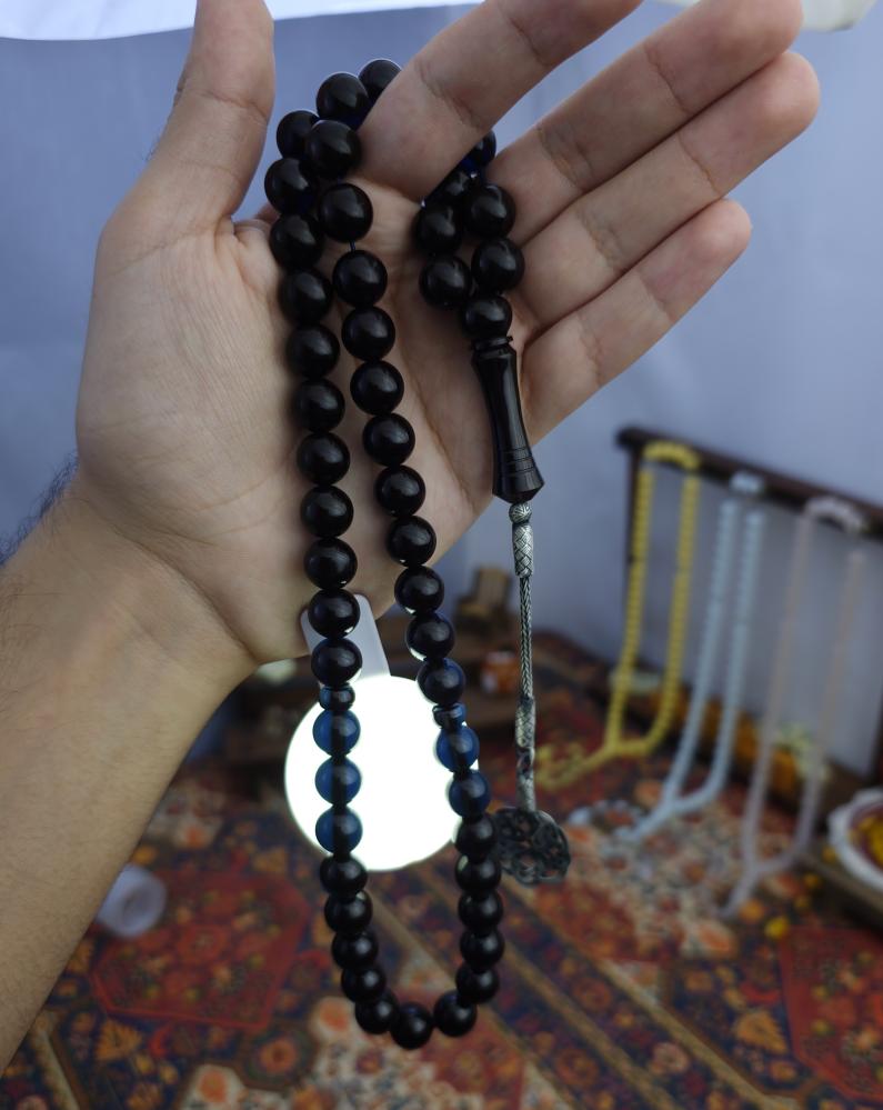 سبحة زعفران اسود كحلي حرباء طربزونة فضة