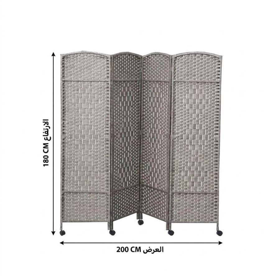 بارتشن رباعي متحرك بتصميم انيق لون رمادي مقاس 200x180 سم