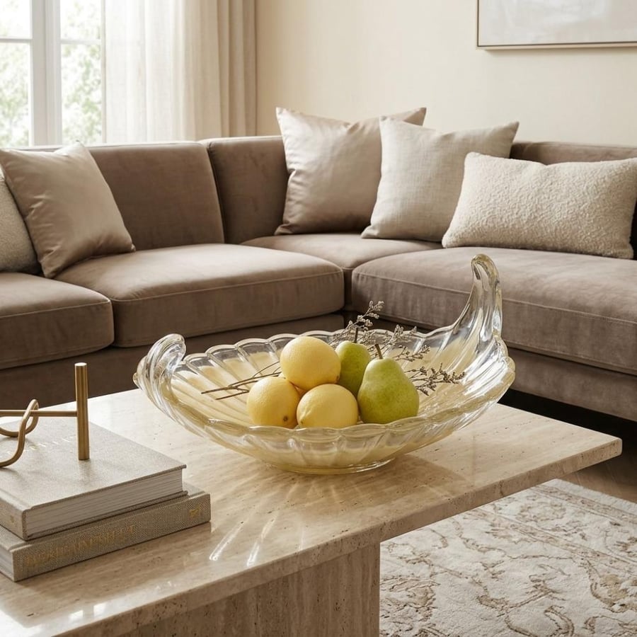 صحن تقديم حلويات زجاج كريمي 27X14 سم - تصميم أنيق وفريد- اندوهوم