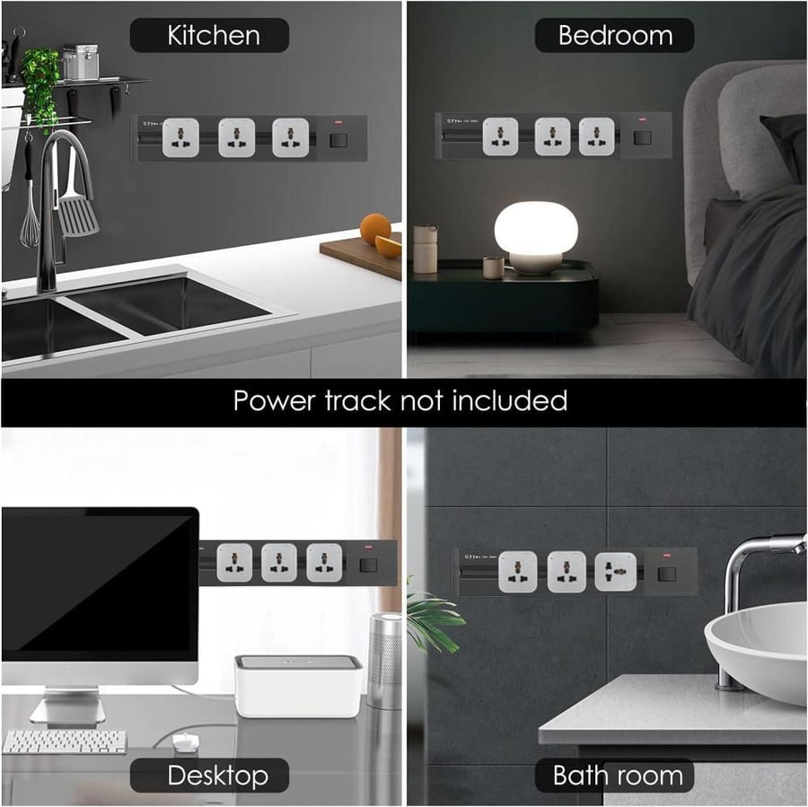 فيش تراك سوكت 13 امبير رمادي مستطيل ثلاثي عادي TRACK SOCKET SQURE GY