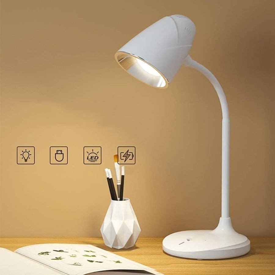 ابجورة مكتبية ثلاثة لون تعمل بل لمس مصباح مكتبي WD-6046 من ويداسي-WD-6046، ابيض دافئ، ضوء ليد للقراءة للطاولة، 3 مصابيح قابلة للطي مع منفذ شحن يو اس بي، نظام تحكم باللمس، 3 الوان، للنوم والمكتب والمنزل وغرفة النوم والدراسة