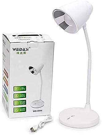 ابجورة مكتبية ثلاثة لون تعمل بل لمس مصباح مكتبي WD-6046 من ويداسي-WD-6046، ابيض دافئ، ضوء ليد للقراءة للطاولة، 3 مصابيح قابلة للطي مع منفذ شحن يو اس بي، نظام تحكم باللمس، 3 الوان، للنوم والمكتب والمنزل وغرفة النوم والدراسة