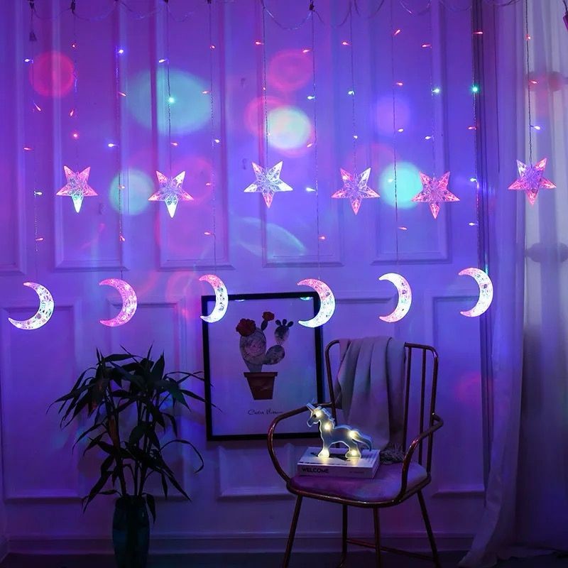 غوودرن زينة رمضان بطول 3 متر 20 مصباح LED على شكل نجمة وقمر