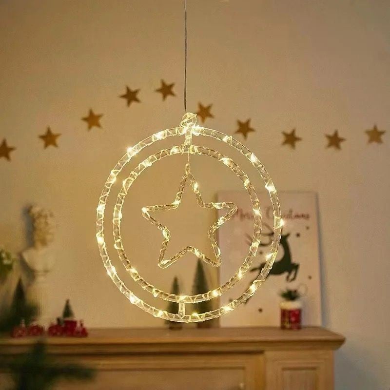 ديكور رمضان حلقتين ونجمة وهلال زينة رمضان زينة عيد ميلاد
