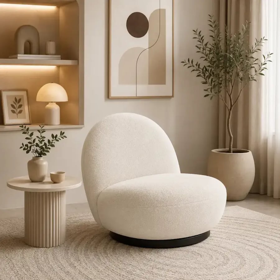 كرسي بوكليه دوار مفرد VC-115 WHITE 71*76*54