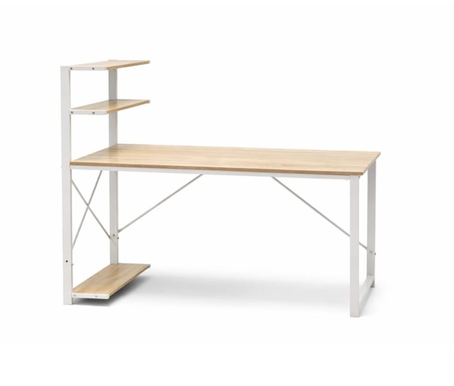 مكتب دراسي خشبي مع أرفف جانبية - 818 Wood