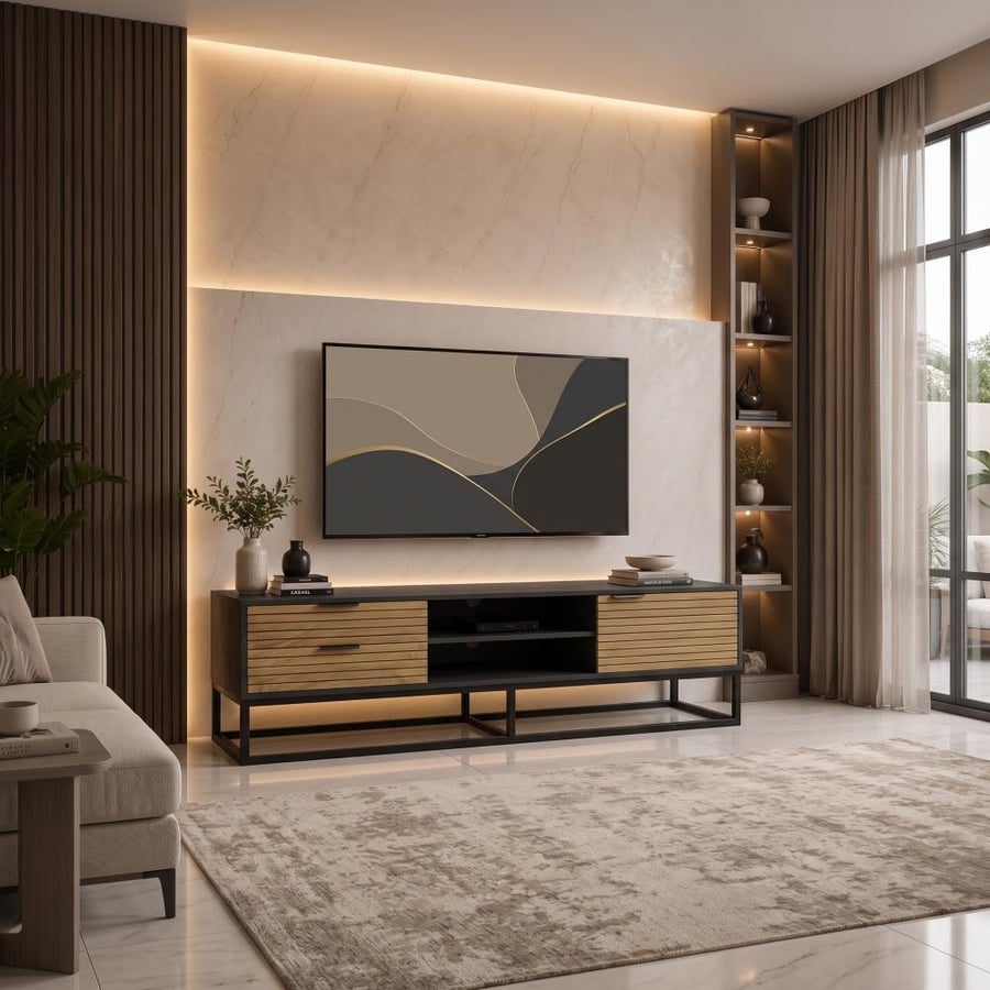 طاولة تلفزيون مودرن بيج - OC-2503 Beige 180cm