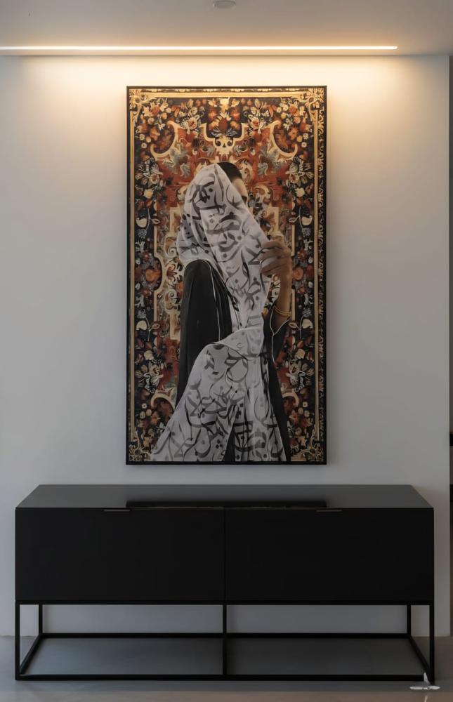 لوحه فنيه مع علاق عبايه  100×180