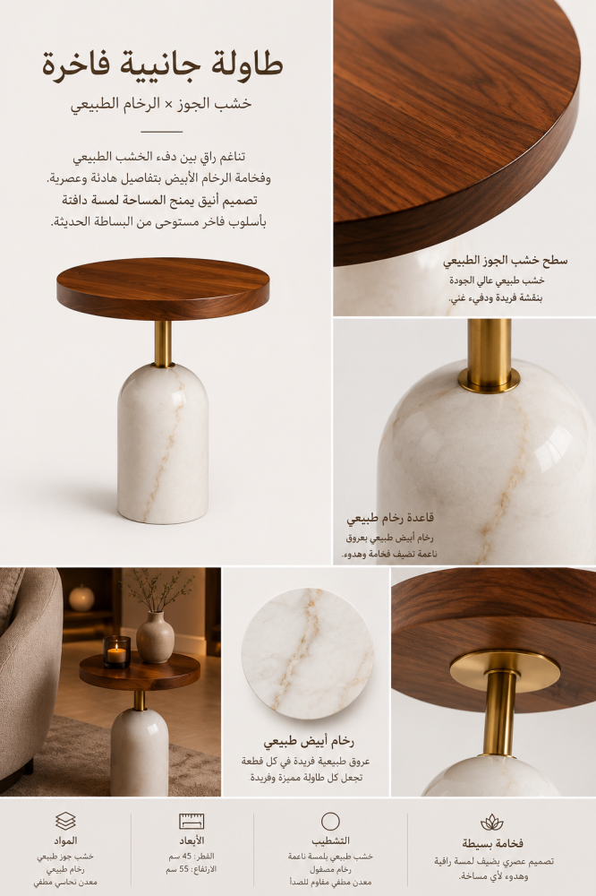 طاولة مع قاعدة رخام طبيعي