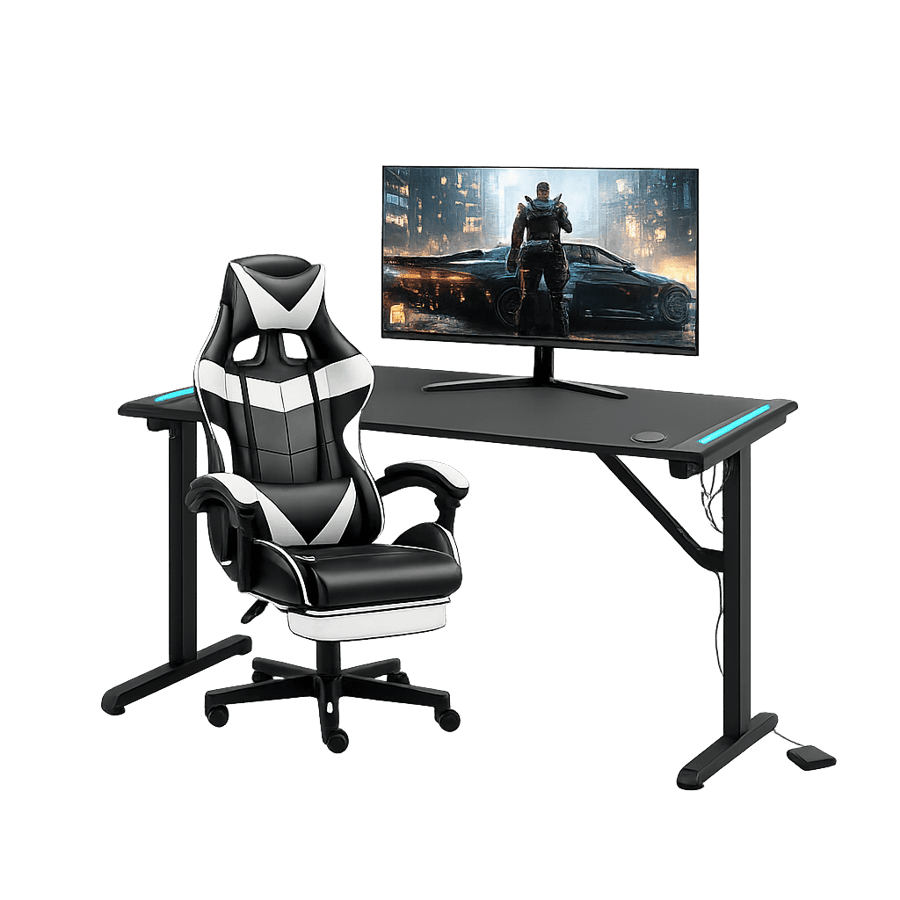 عرض سيت أب قيمنق كامل – شاشة 27 بوصة 180Hz + طاولة ألعاب RGB + كرسي قيمنق