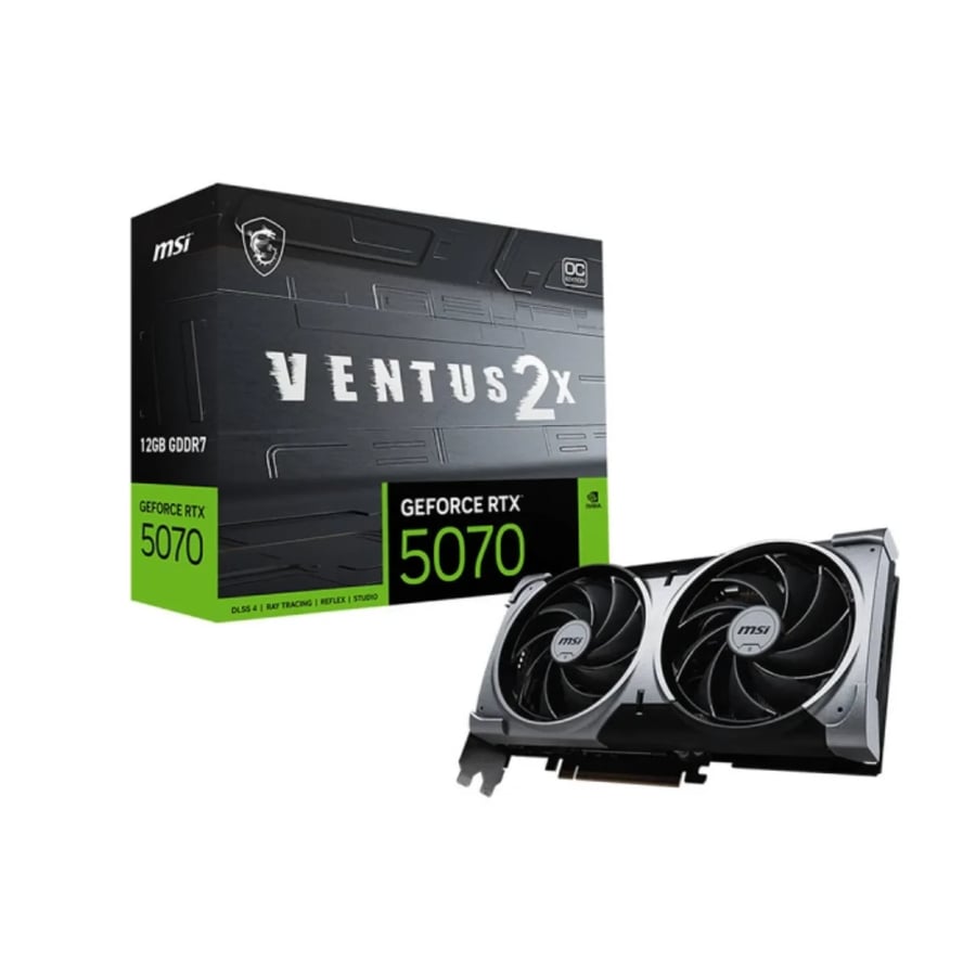 MSI GeForce RTX 5070 VENTUS X2 OC 12GB – كرت شاشة بتبريد مزدوج وأداء قوي للألعاب