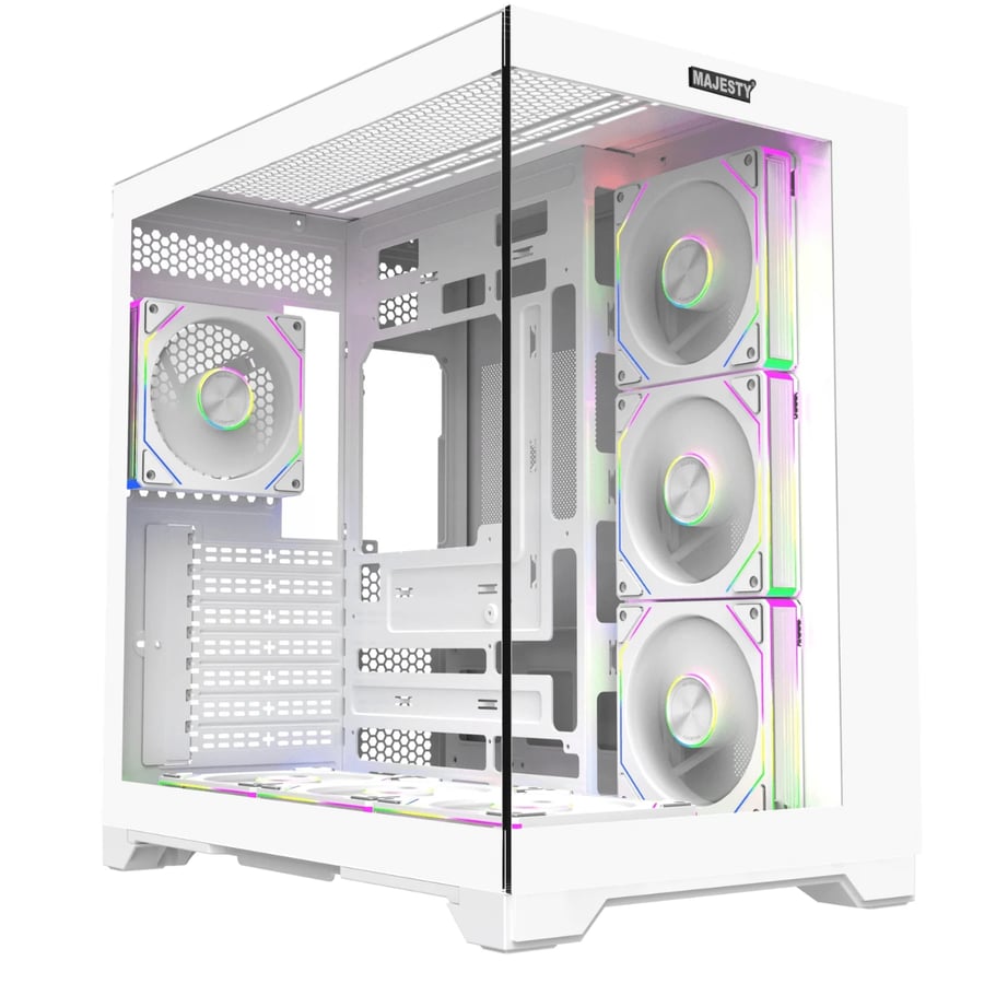 صندوق كمبيوتر Majesty Galaxy Mid Tower Case ميد تاور مع 7 مراوح ARGB وتوصيل خلفي
