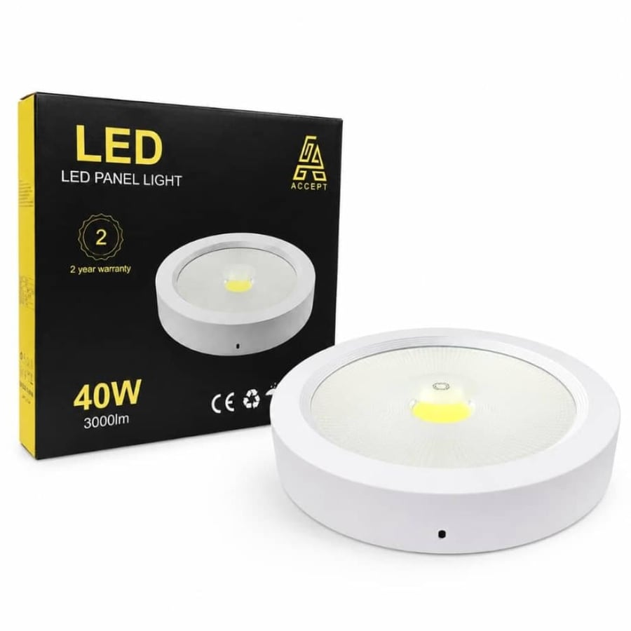 كشاف LED دائري أبيض 40 واط من ACCEPT مع علبة المنتج