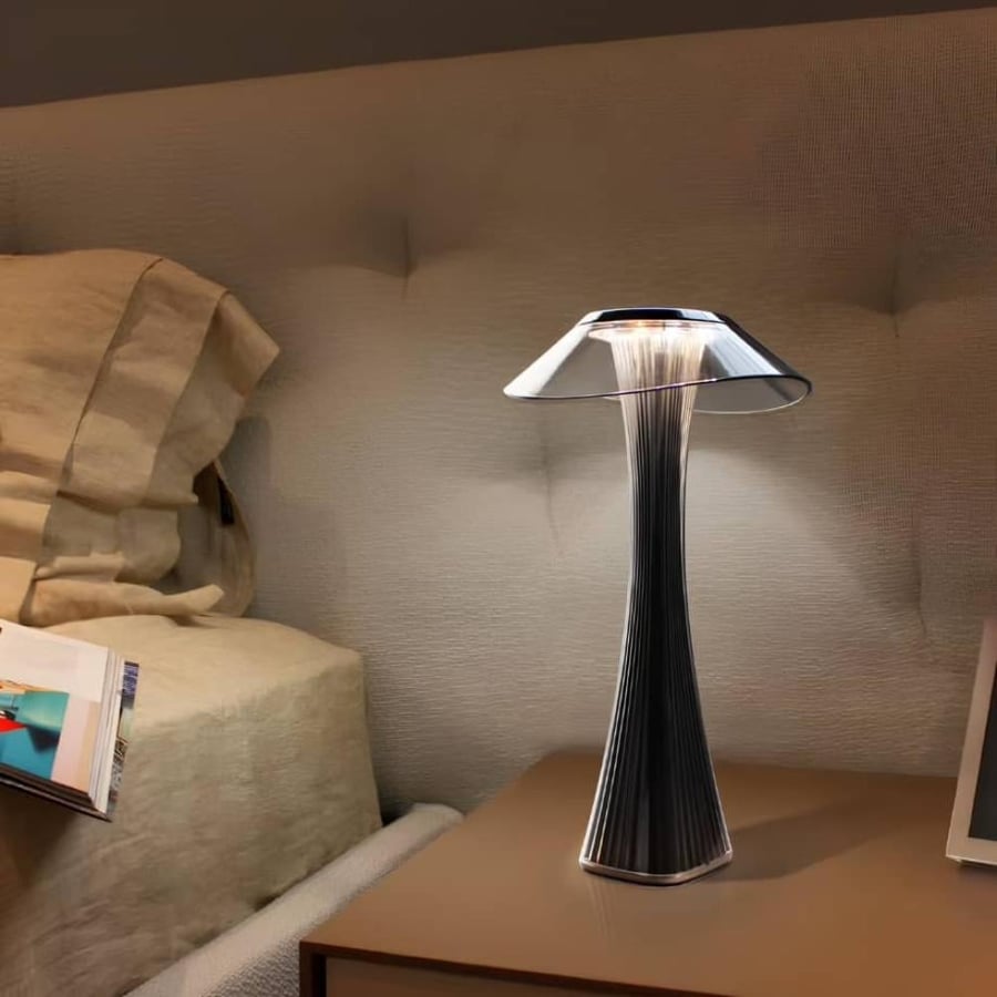 أباجورة LED لاسلكية قابلة للشحن تعمل باللمس موديل LS 8928 لون رصاصي