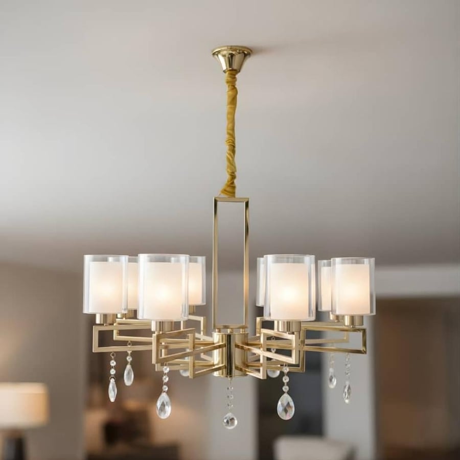 Modern gold chandelier with 8 bulbs E27 base