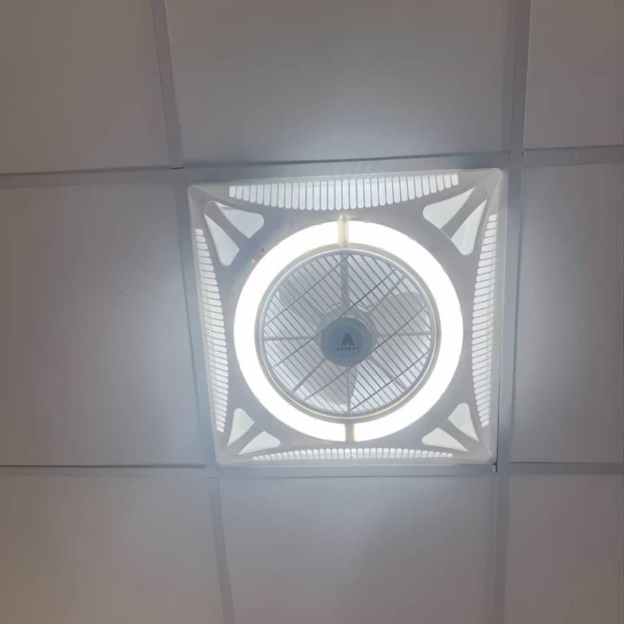 مروحة تهوية سقف 60×60 سم LED بـ 3 الوان اضاءة مع ريموت تحكم