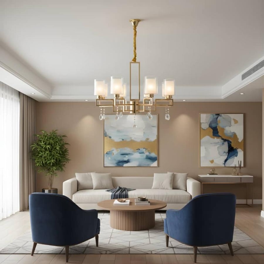 Modern gold chandelier with 8 bulbs E27 base