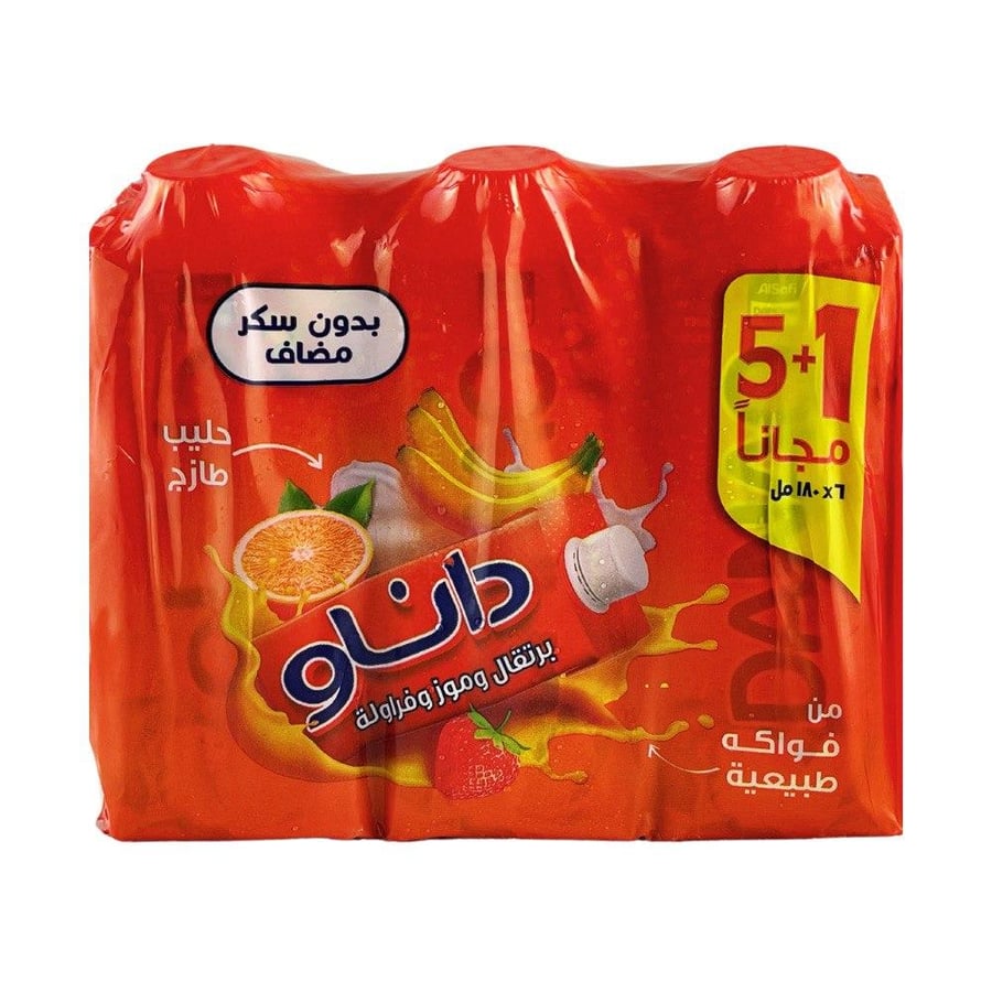 داناو برتقال وموز وفراولة 6 * 180 مل - الصافي