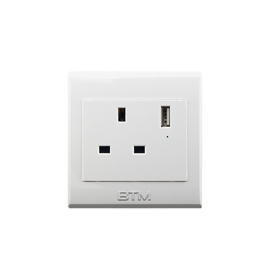 فيش 13امبير مع USB ماليزي ابيض BTM-W24 موديل رقم L301/USB