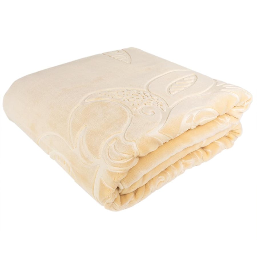 بطانية ثريا اسبانية شتوي مزدوج مخمل بيج فاتح
