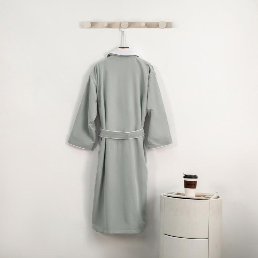 روب منزلي نداف قطن 100% فاخر رصاصي S / M .