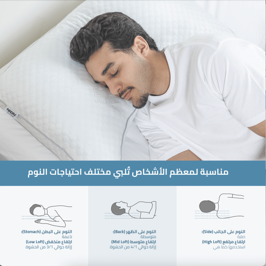 وسادة برد الفندقية من الفوم المرن لون أبيض