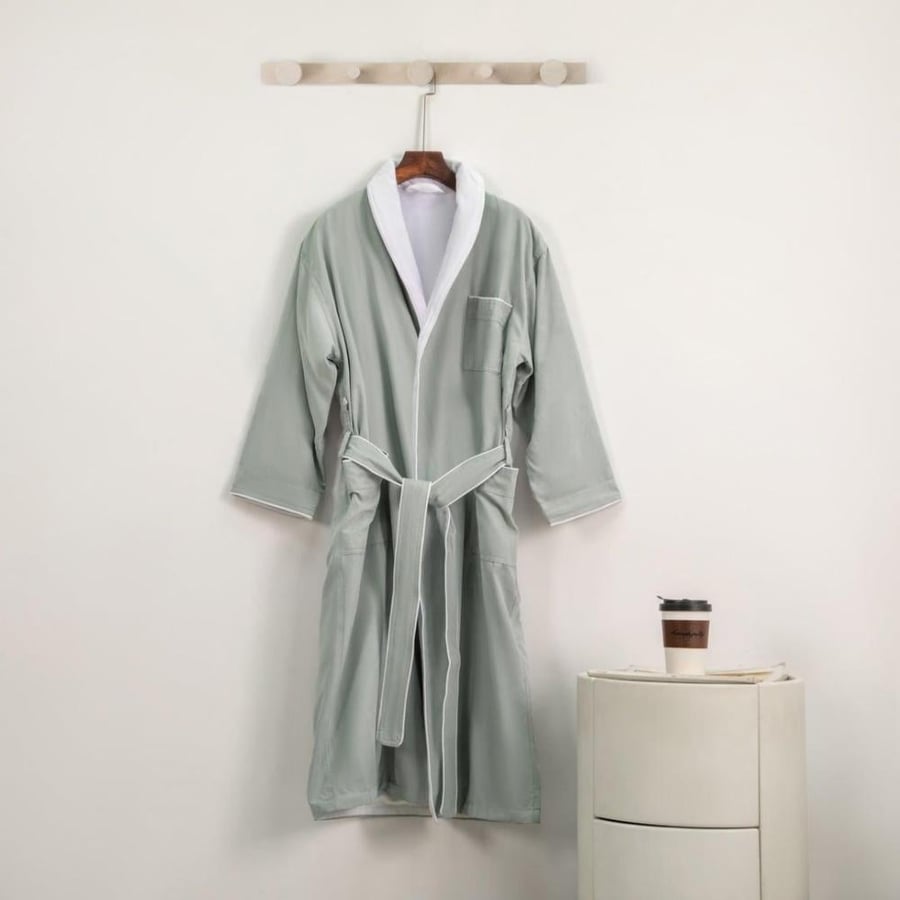 روب منزلي نداف قطن 100% فاخر رصاصي S / M .