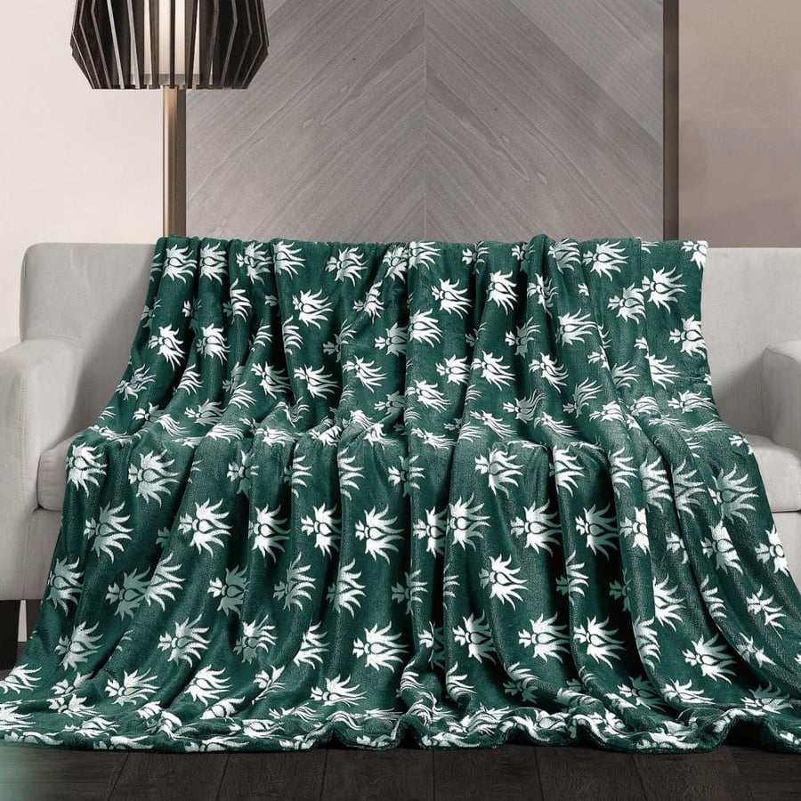 بطانية دايزي خفيفة مزدوج مخمل و فرو أخضر مقاس 240 × 220 سم