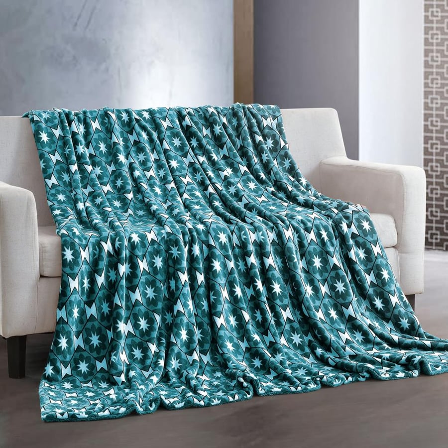 بطانية مارتينا خفيفة مزدوج مخمل و فرو تركواز مقاس 240 × 220 سم