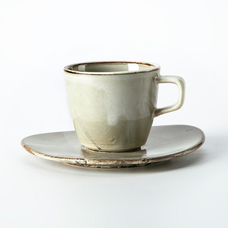 كوب سيراميك بيج مع صحن 210 مل | CERAMIC GREEN