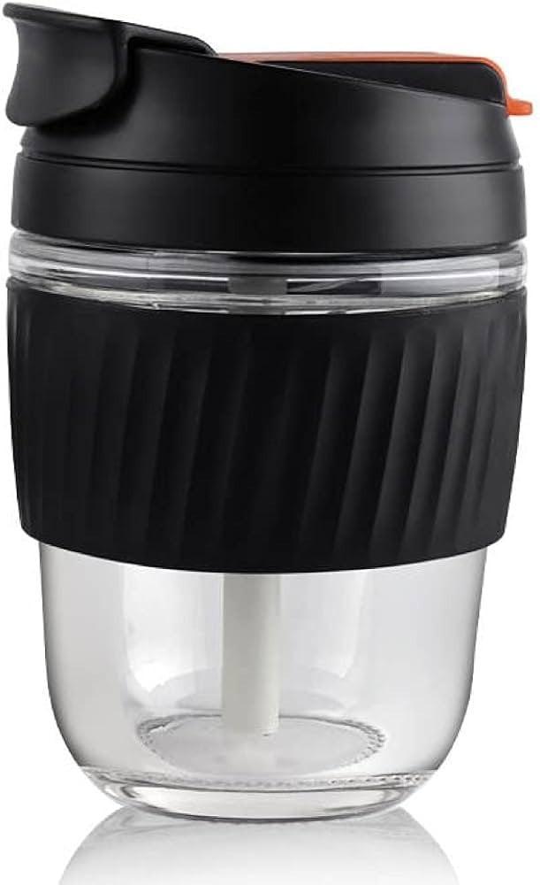 كوب زجاجي بغطاء سيليكون - 360 مل | Glass Cup