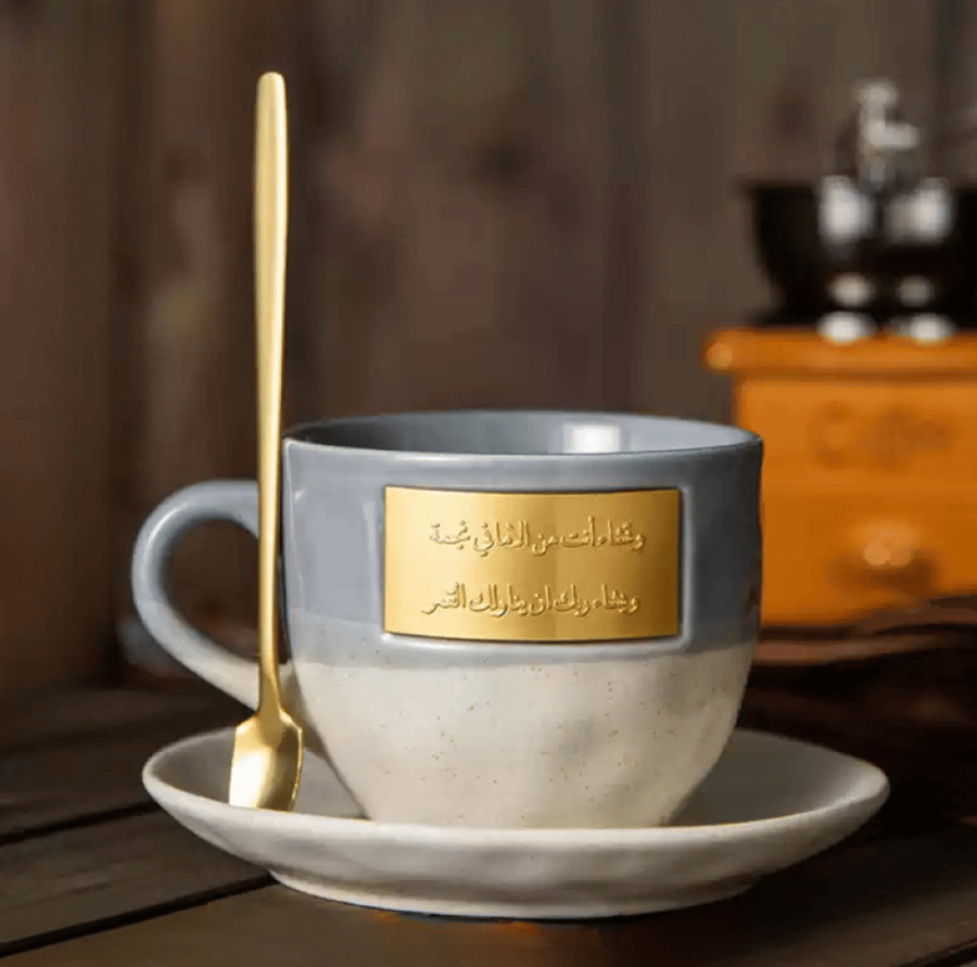 كوب صحن مع ملعقة - 352 مل | CERAMIC CUP