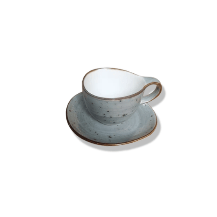 كوب سيراميك فاخر مع صحن منقط - 5 الوان | CERAMIC CUP