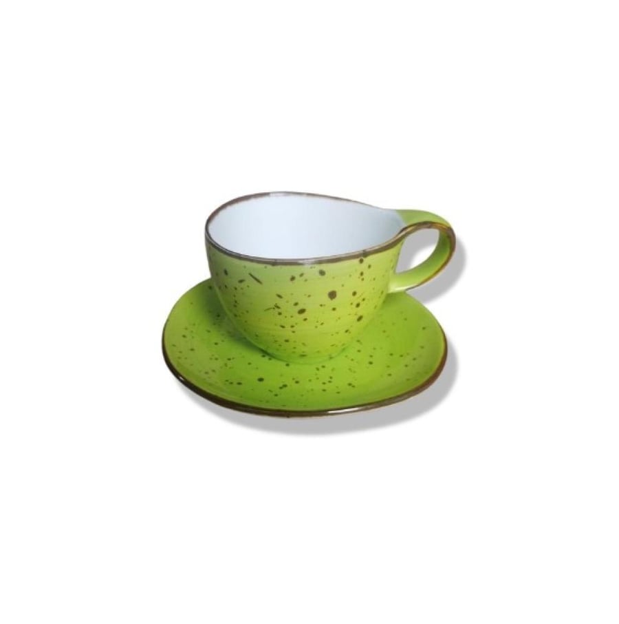 كوب سيراميك فاخر مع صحن منقط - 5 الوان | CERAMIC CUP