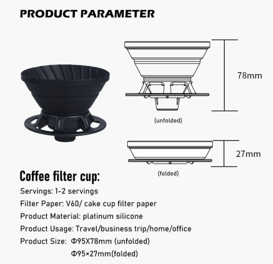 قمع متنقل قابل للطي - مقاس 00 | Dripper Silicon