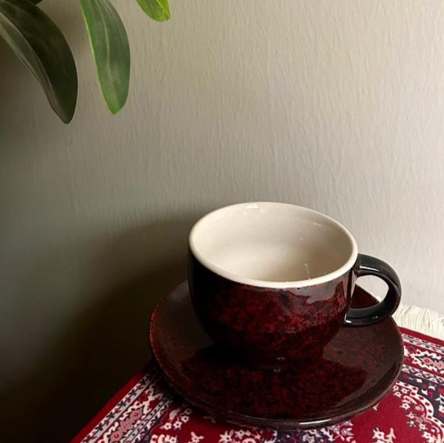كوب سيراميك منقط مع صحن - 200 مل | CERAMIC CUP