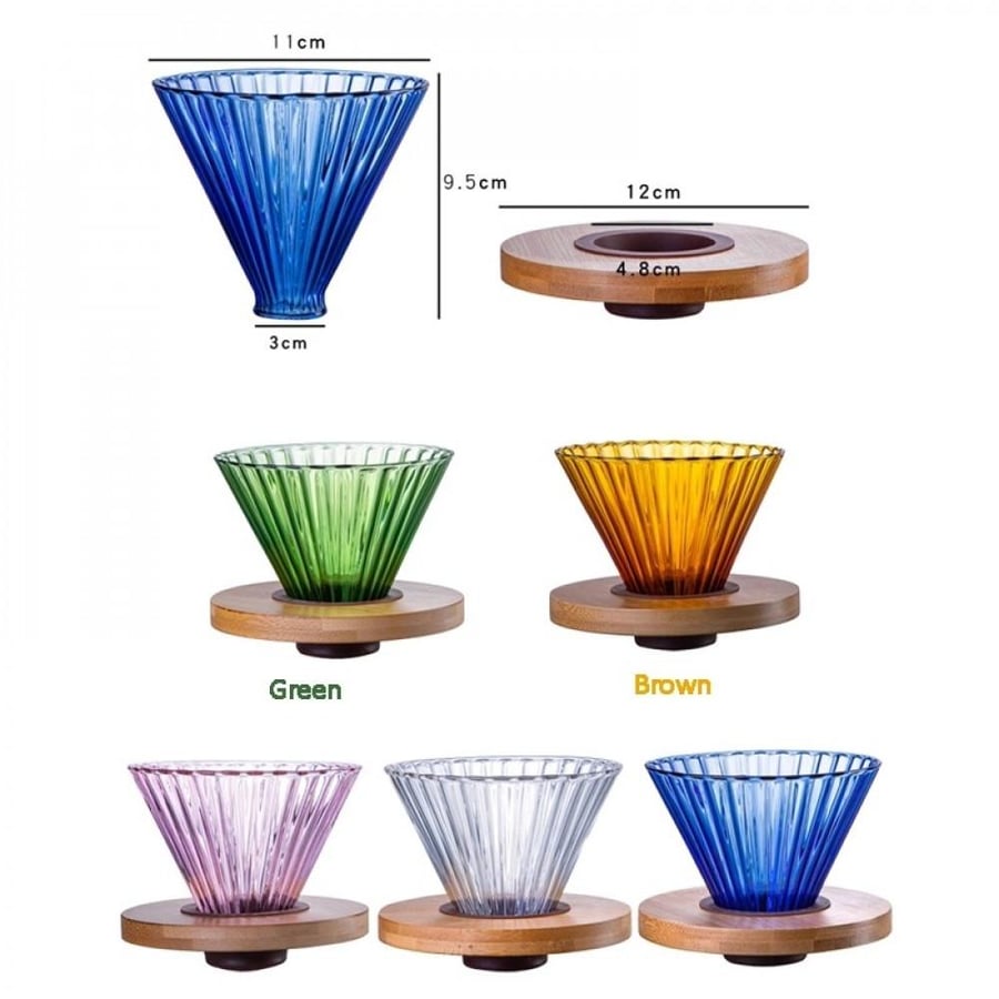قمع تقطير V60 زجاج بلمسة خشبية - 01 | V60 Dripper