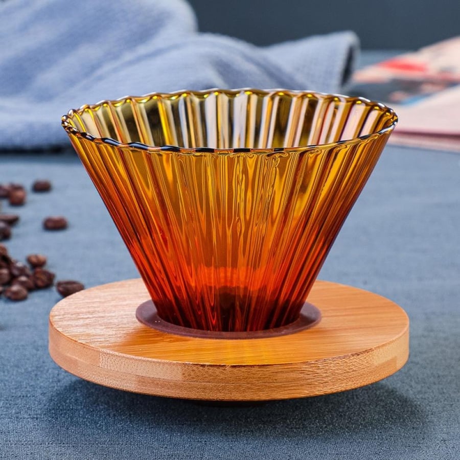 قمع تقطير V60 زجاج بلمسة خشبية - 01 | V60 Dripper