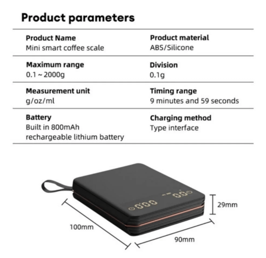 ميزان ذكي محمول بمؤقت | Mini Smart Coffee Scale