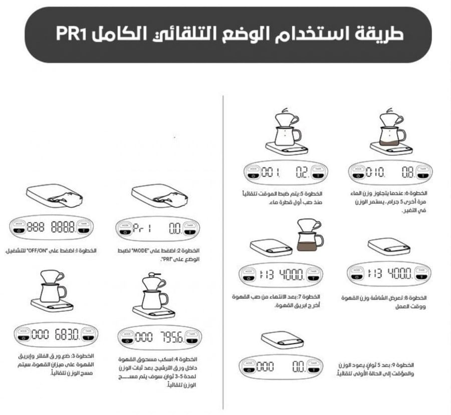 ميزان القهوة الذكي 4 انماط تشغيل ذاتية | Electronic Scale Smart