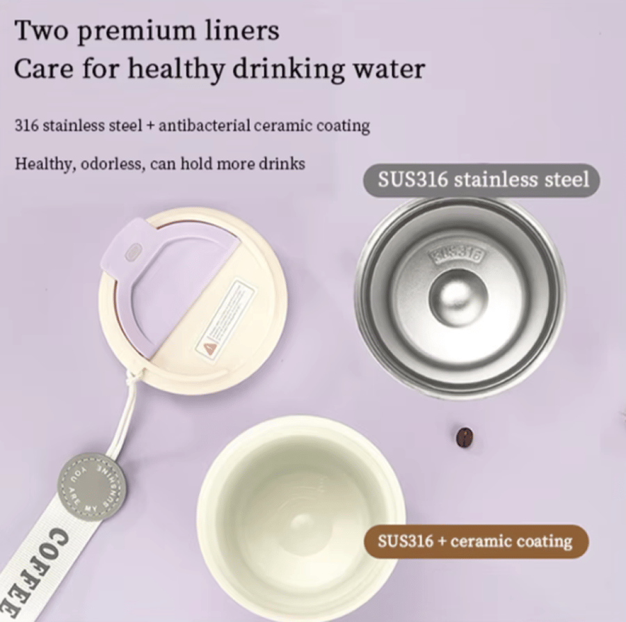 كوب ستيل مطلي بالسيراميك حافظ للحرارة - الوان مختلفة | 12oz