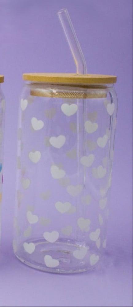 كوب زجاج مع غطاء خشبي و مزاز | Cup Glass
