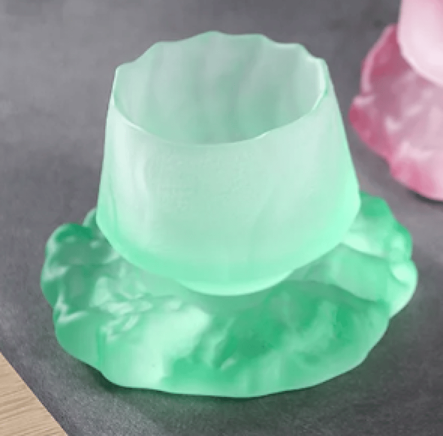 كوب زجاجي مع صحن 55 مل - الوان متعددة | Glass CUP