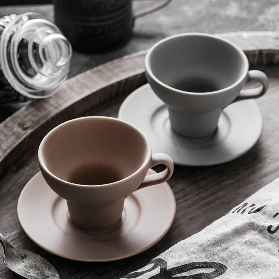 كوب سيراميك فخار مع صحن 150 مل | CERAMIC Pottery