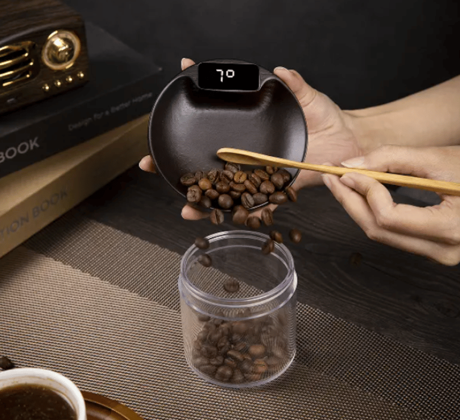 ميزان قهوة مع ملعقة خشبية - صغير | Wooden coffee scale